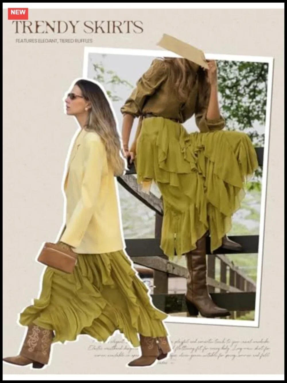 Flowy Ruffle Maxi Skirt Tiered Boho Long Skirt Lightweight Pull-On